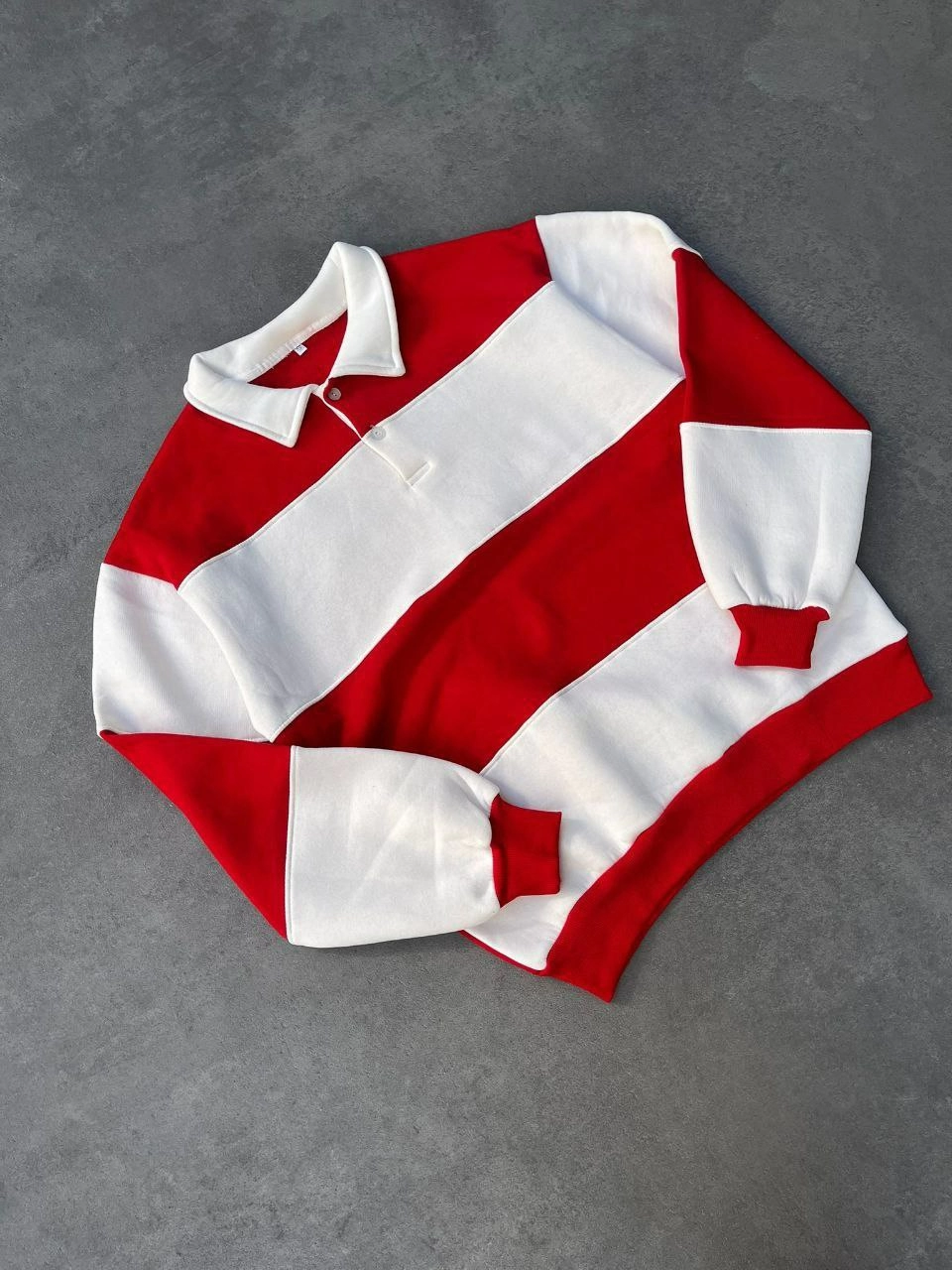 ASSEMA Erkek Üç İplik Parçalı Yakalı SweatShirt - Kırmızı
