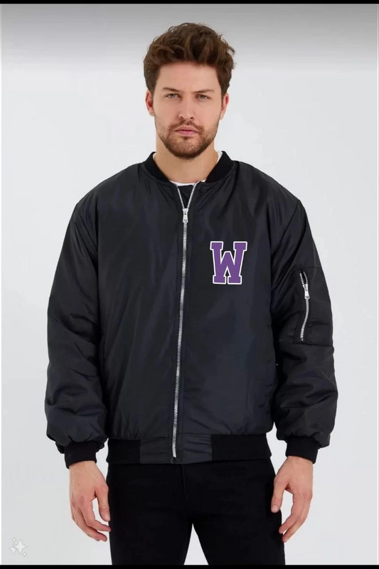 ASSEMA Wild One Baskılı Erkek Bomber Mont - Panter Desenli, Fermuarlı, Kapitone Astarlı Ceket - Siyah