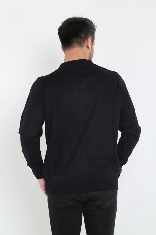 ASSEMA Unisex Uzun Kol V Yaka Triko Kazak - Siyah