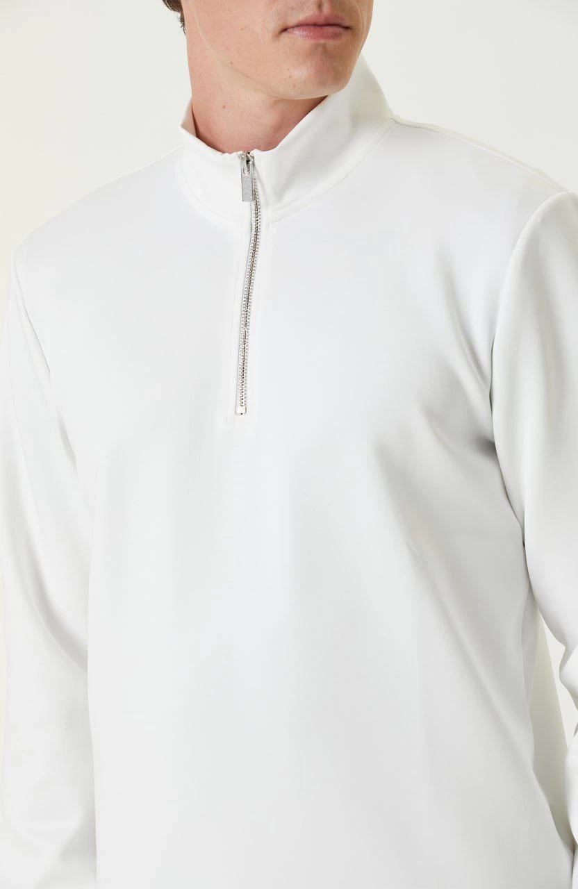 ASSEMA Unisex Uzun Kol Yarım Farmuarlı Yakalı Basic SweatShirt - Beyaz