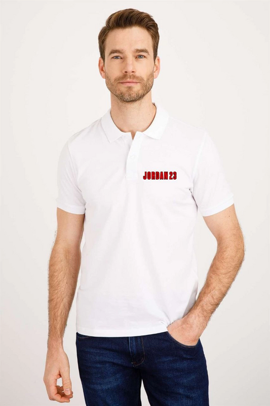 ASSEMA Erkek Pike Yakalı Tişort Düğmeli  Baskılı T-Shirt  - Beyaz