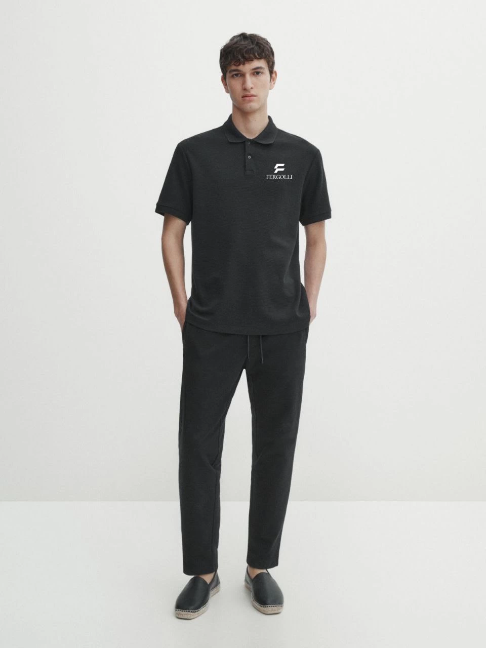 ASSEMA Erkek Pike Yakalı Tişort Düğmeli  Baskılı T-Shirt - Beyaz
