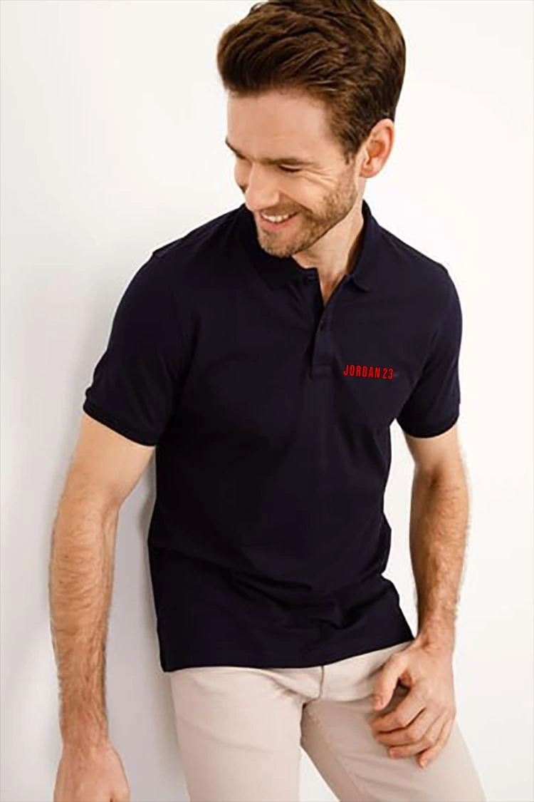ASSEMA Erkek Pike Yakalı Tişort Düğmeli  Baskılı T-Shirt  - Beyaz