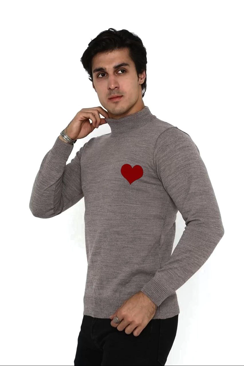 ASSEMA Unisex Yarım Boğazlı Baskılı Dokuma Triko - Vizon