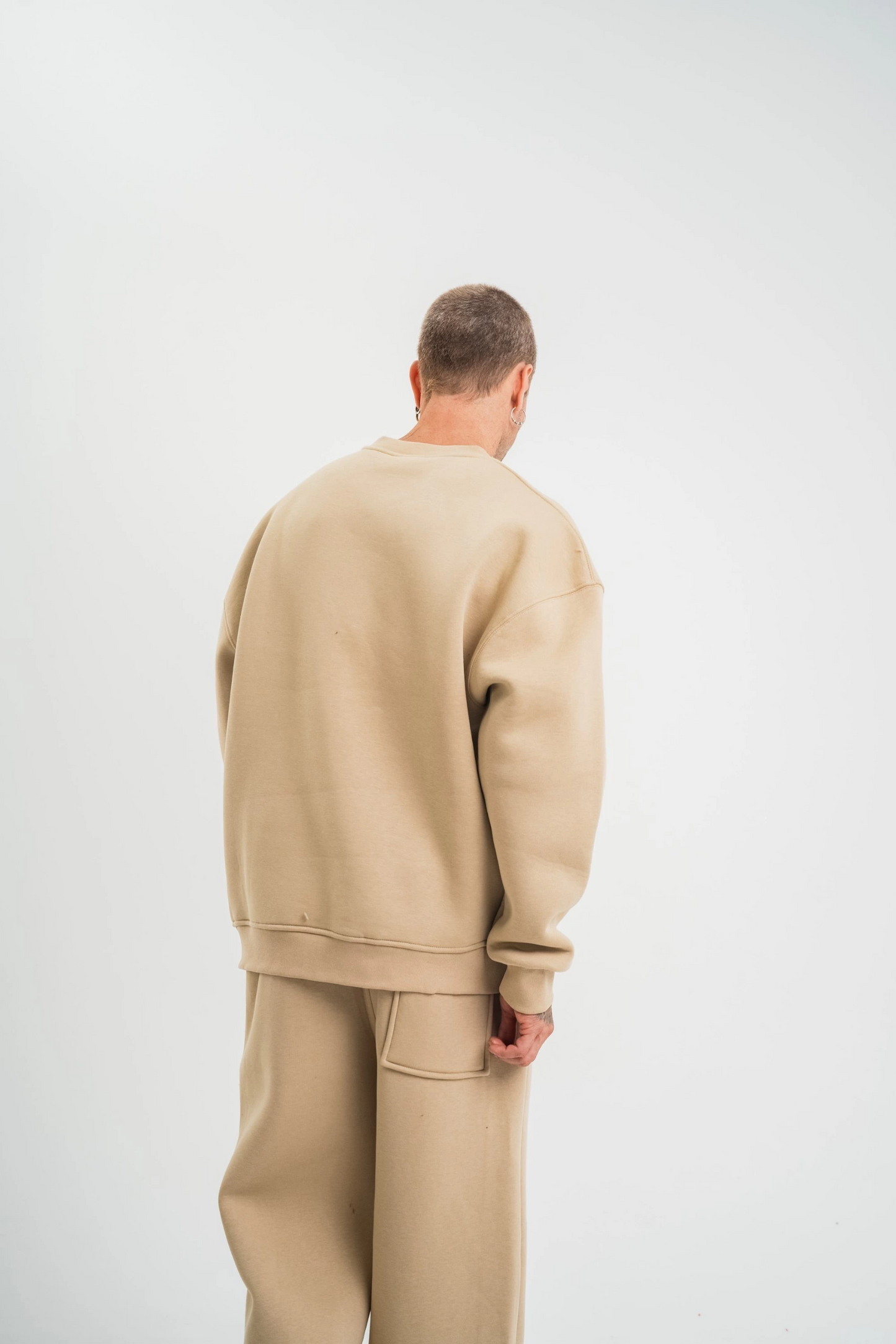 ASSEMA Erkek Uzun Kol Bisiklet Yaka 3 iplik Pamuklu Kışlık SweatShirt  - Bej
