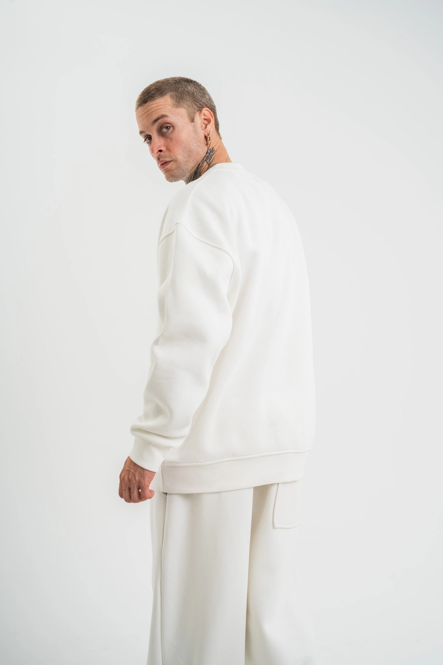ASSEMA Erkek Uzun Kol Bisiklet Yaka 3 iplik Pamuklu Kışlık SweatShirt  - Beyaz