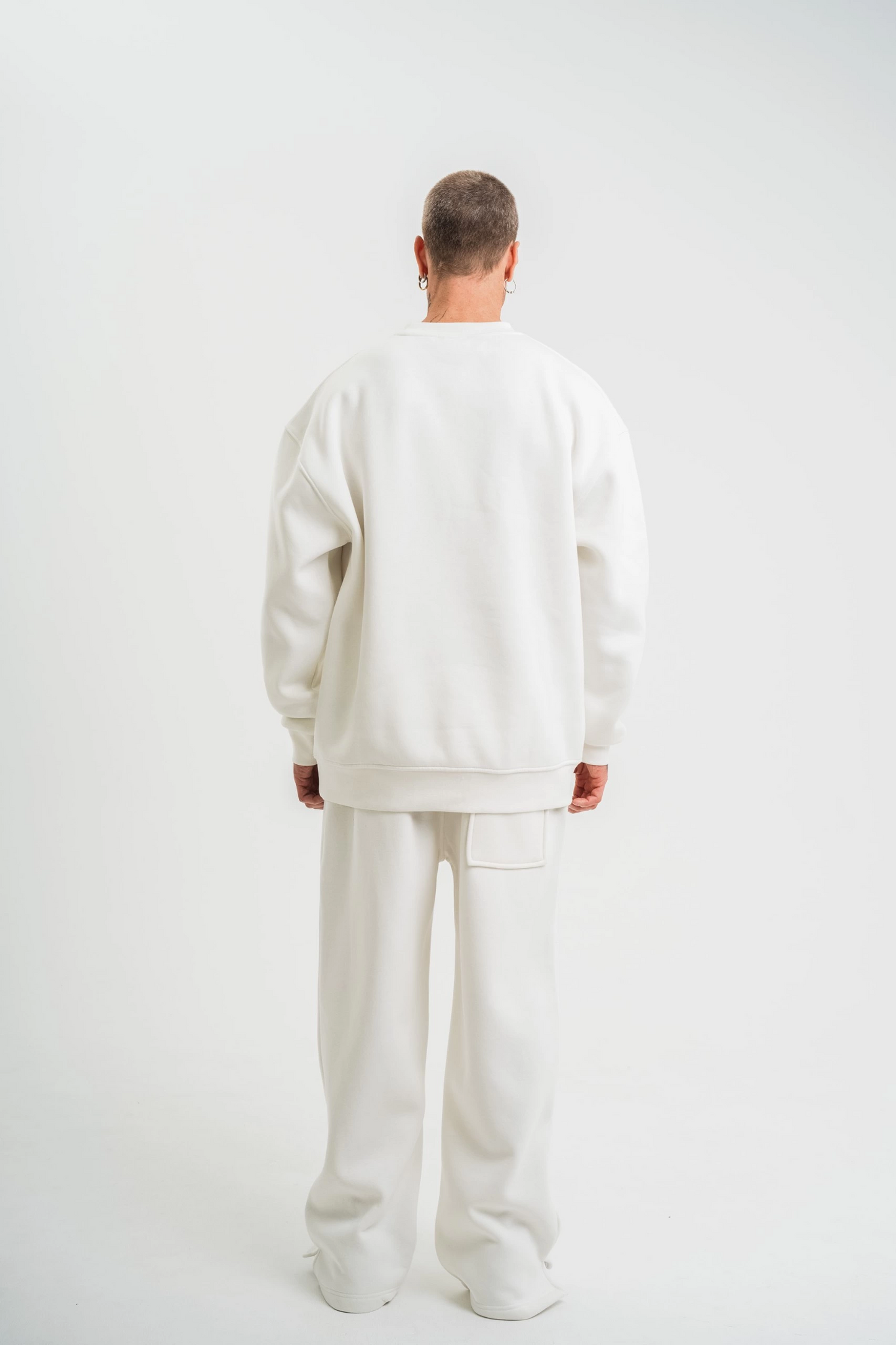 ASSEMA Erkek Uzun Kol Bisiklet Yaka 3 iplik Pamuklu Kışlık SweatShirt  - Beyaz