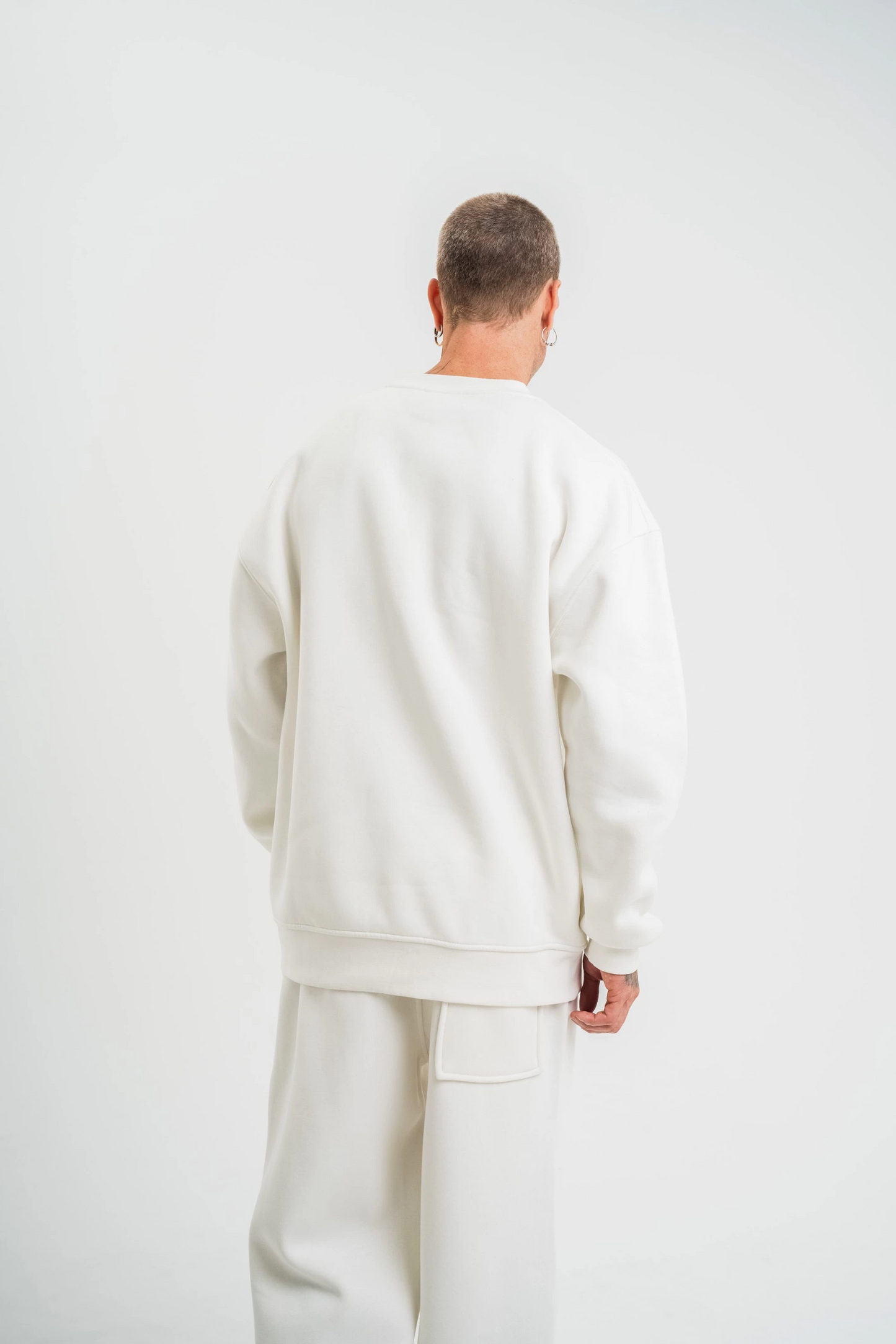 ASSEMA Erkek Uzun Kol Bisiklet Yaka 3 iplik Pamuklu Kışlık SweatShirt  - Beyaz