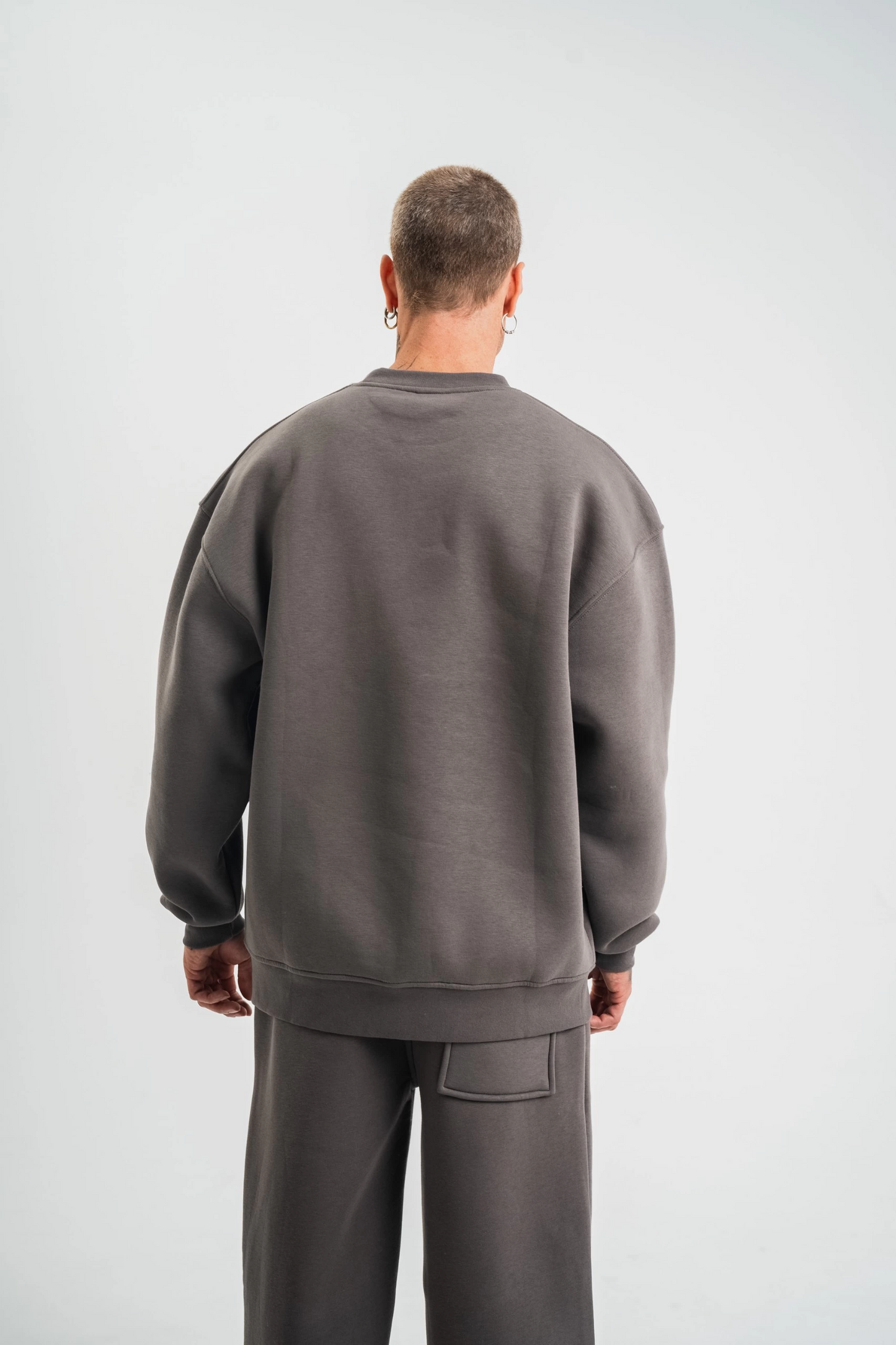 ASSEMA Erkek Uzun Kol Bisiklet Yaka 3 iplik Pamuklu Kışlık SweatShirt  - Füme