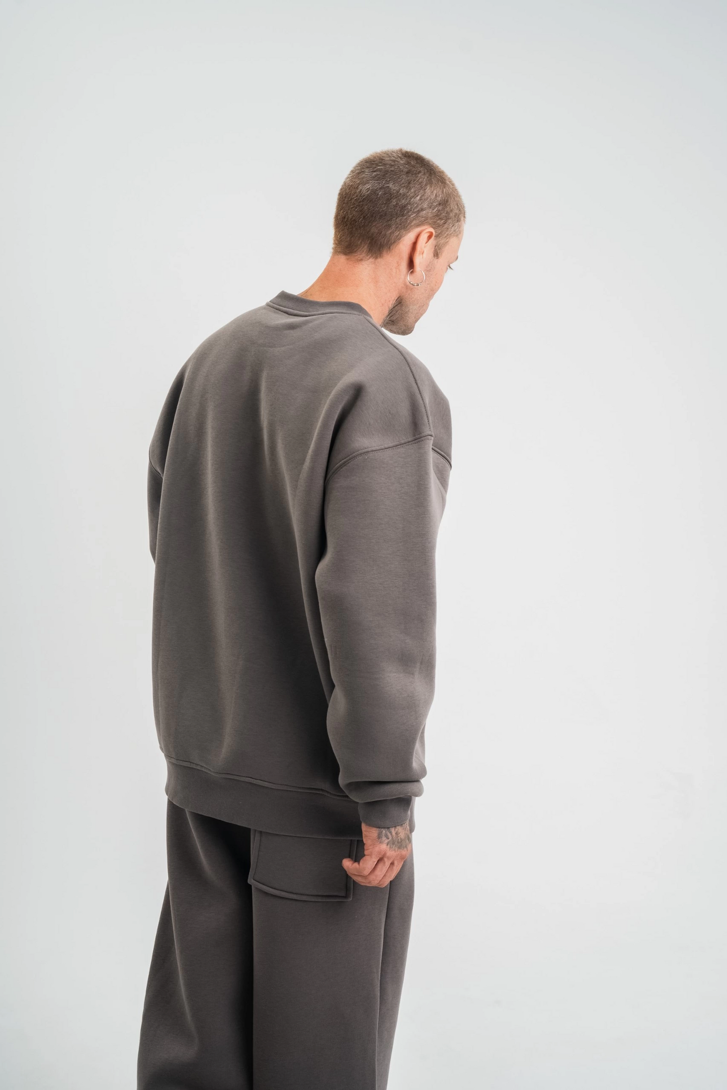 ASSEMA Erkek Uzun Kol Bisiklet Yaka 3 iplik Pamuklu Kışlık SweatShirt  - Füme