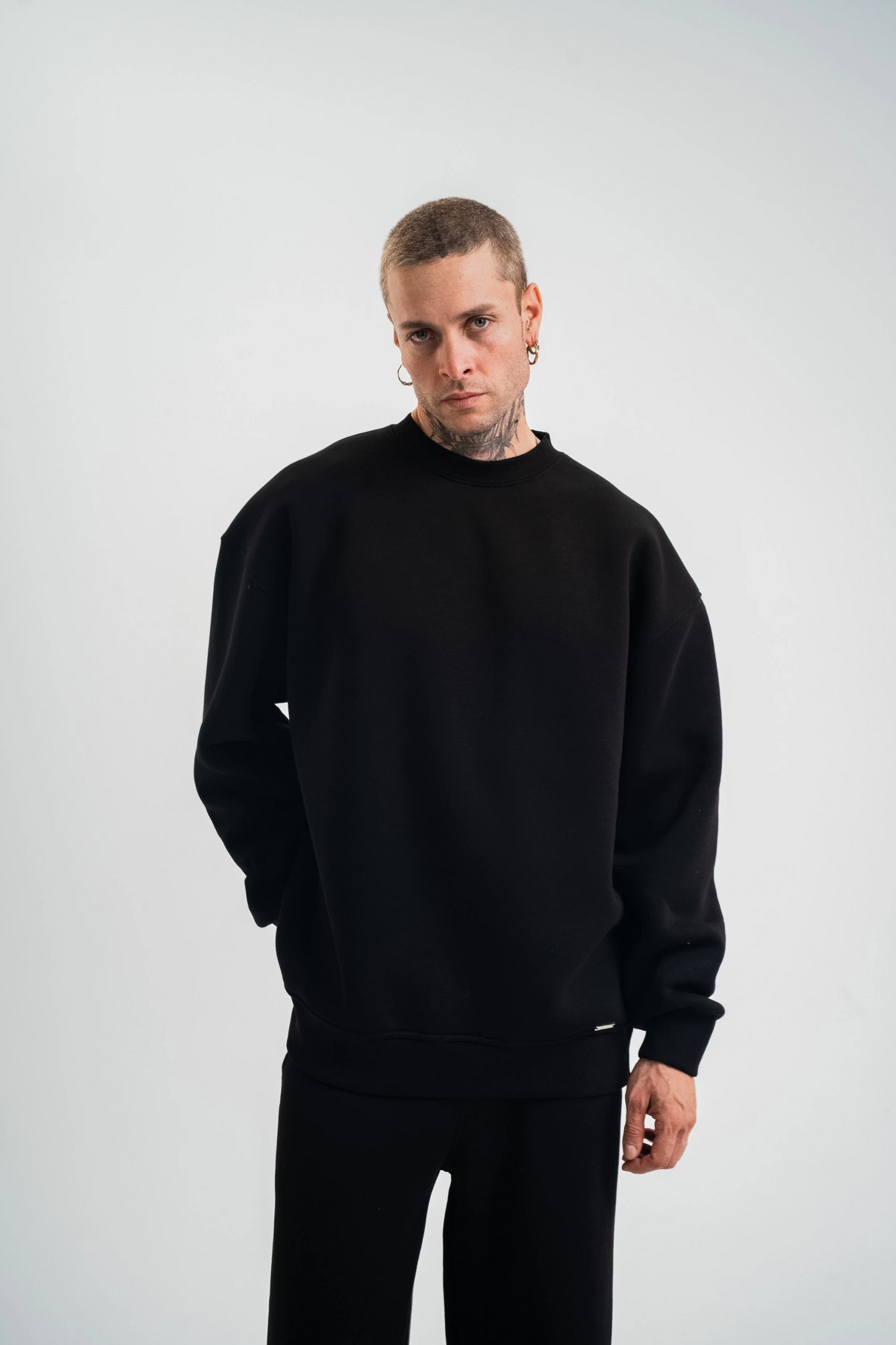 ASSEMA Erkek Uzun Kol Bisiklet Yaka 3 iplik Pamuklu Kışlık SweatShirt - Siyah