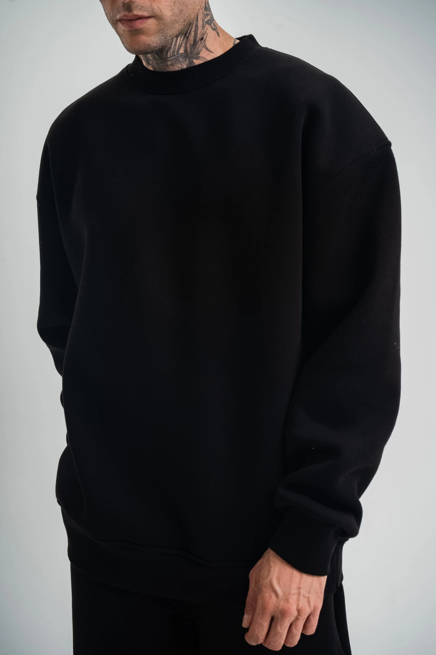 ASSEMA Erkek Uzun Kol Bisiklet Yaka 3 iplik Pamuklu Kışlık SweatShirt - Siyah