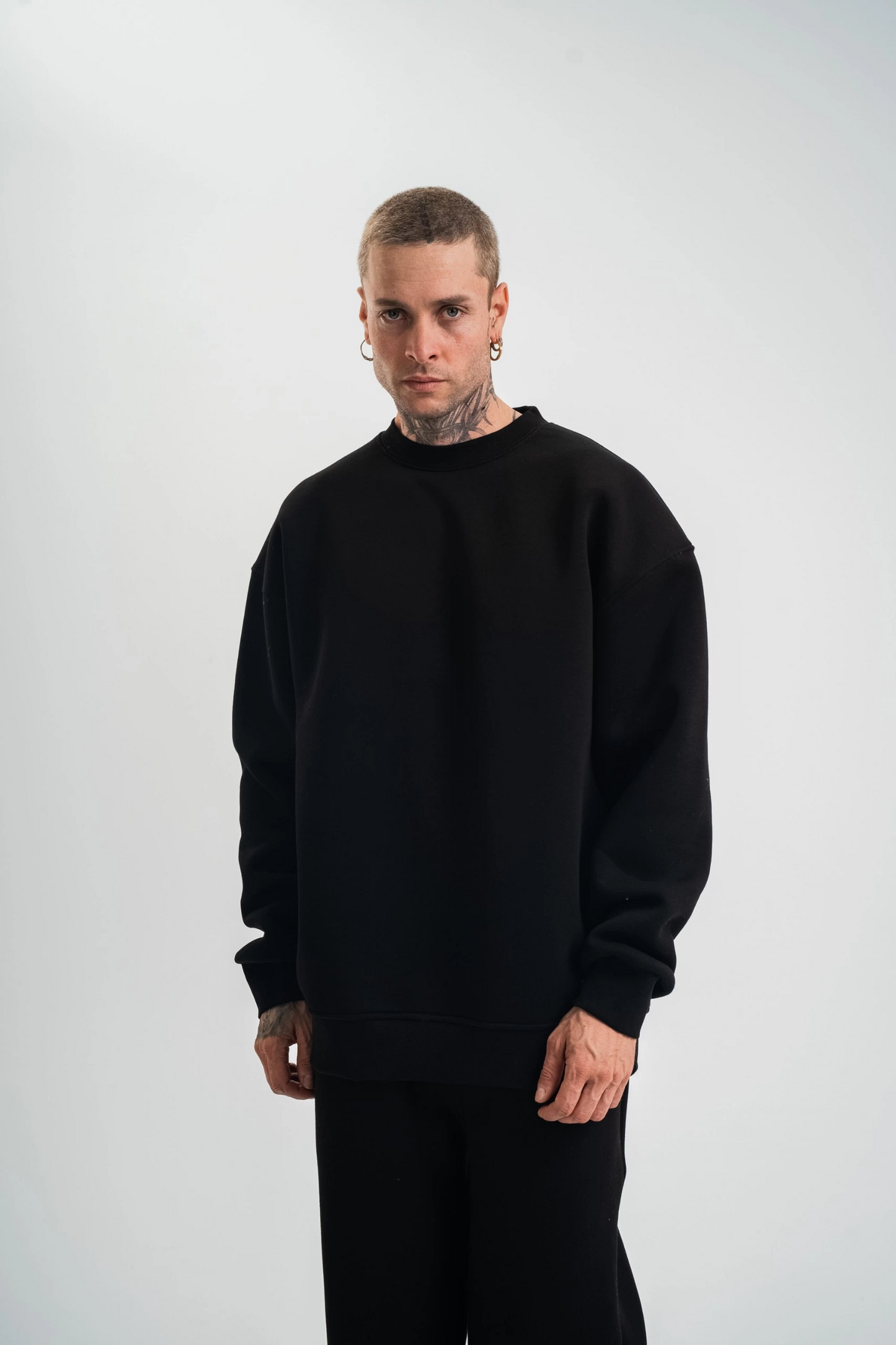 ASSEMA Erkek Uzun Kol Bisiklet Yaka 3 iplik Pamuklu Kışlık SweatShirt - Siyah
