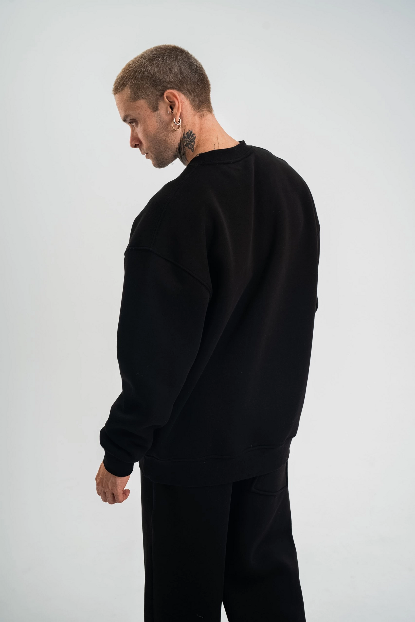 ASSEMA Erkek Uzun Kol Bisiklet Yaka 3 iplik Pamuklu Kışlık SweatShirt - Siyah