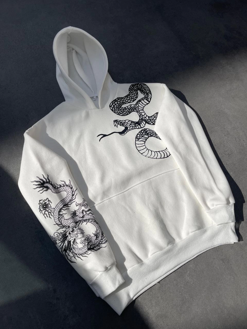 ASSEMA Kadın üç iplik  Kapüşonlu Baskılı SweatShirt - Beyaz