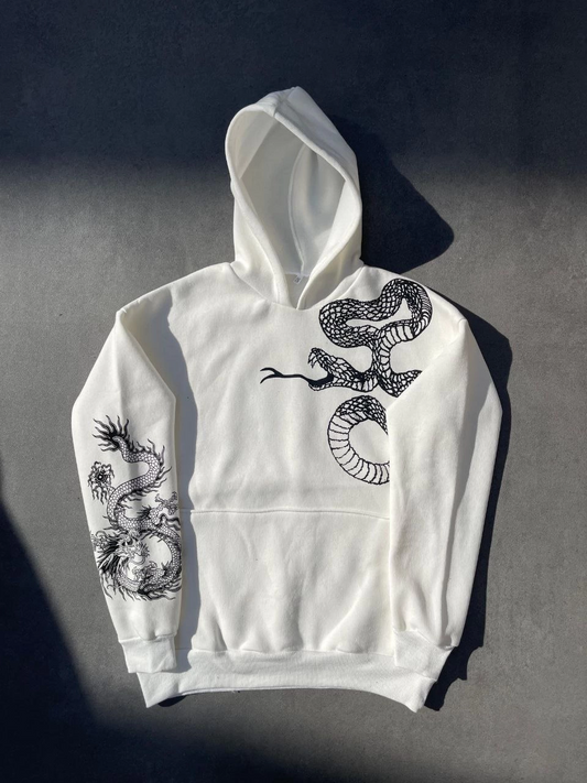 ASSEMA Kadın üç iplik  Kapüşonlu Baskılı SweatShirt - Beyaz