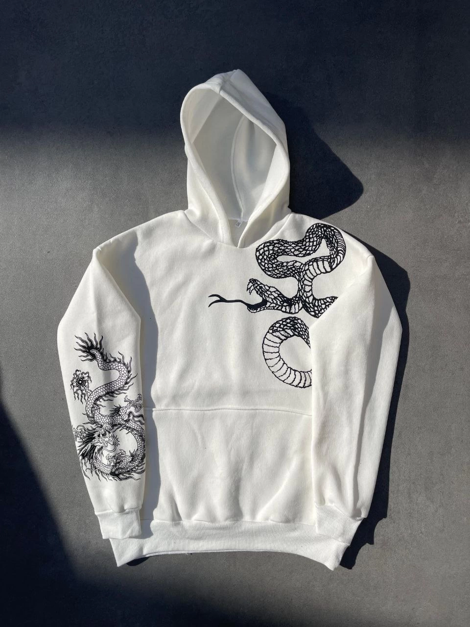 ASSEMA Erkek üç iplik pamuklu Kapüşonlu Baskılı SweatShirt - Beyaz