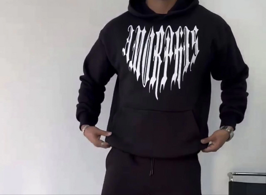 ASSEMA Erkek üç iplik pamuklu Kapüşonlu Baskılı SweatShirt - Siyah