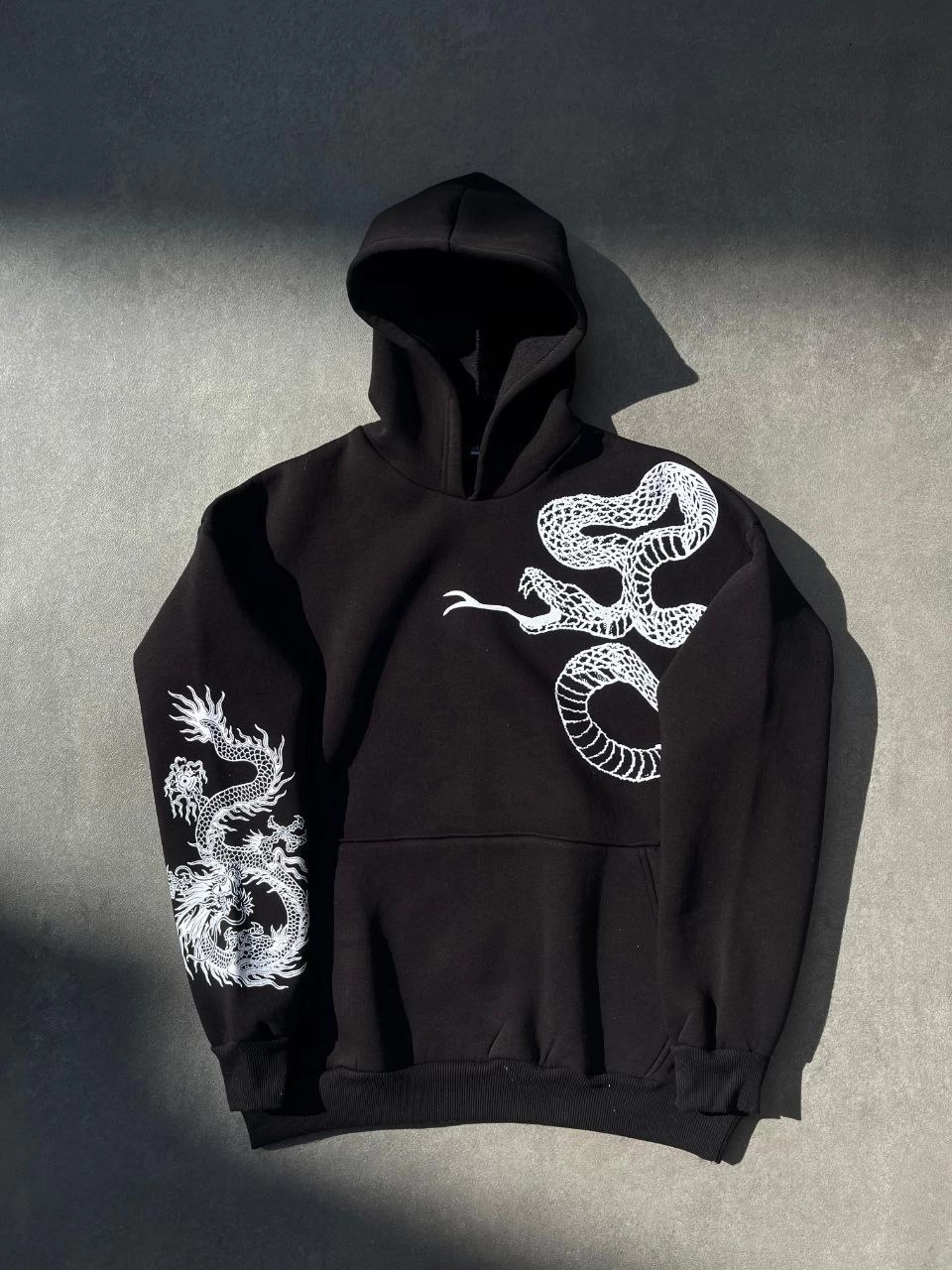 ASSEMA Kadın üç iplik Kapüşonlu Baskılı SweatShirt - Siyah