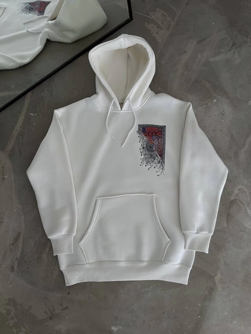ASSEMA Kadın üç iplik Kapüşonlu Ön Ve Arka Baskılı SweatShirt - Beyaz