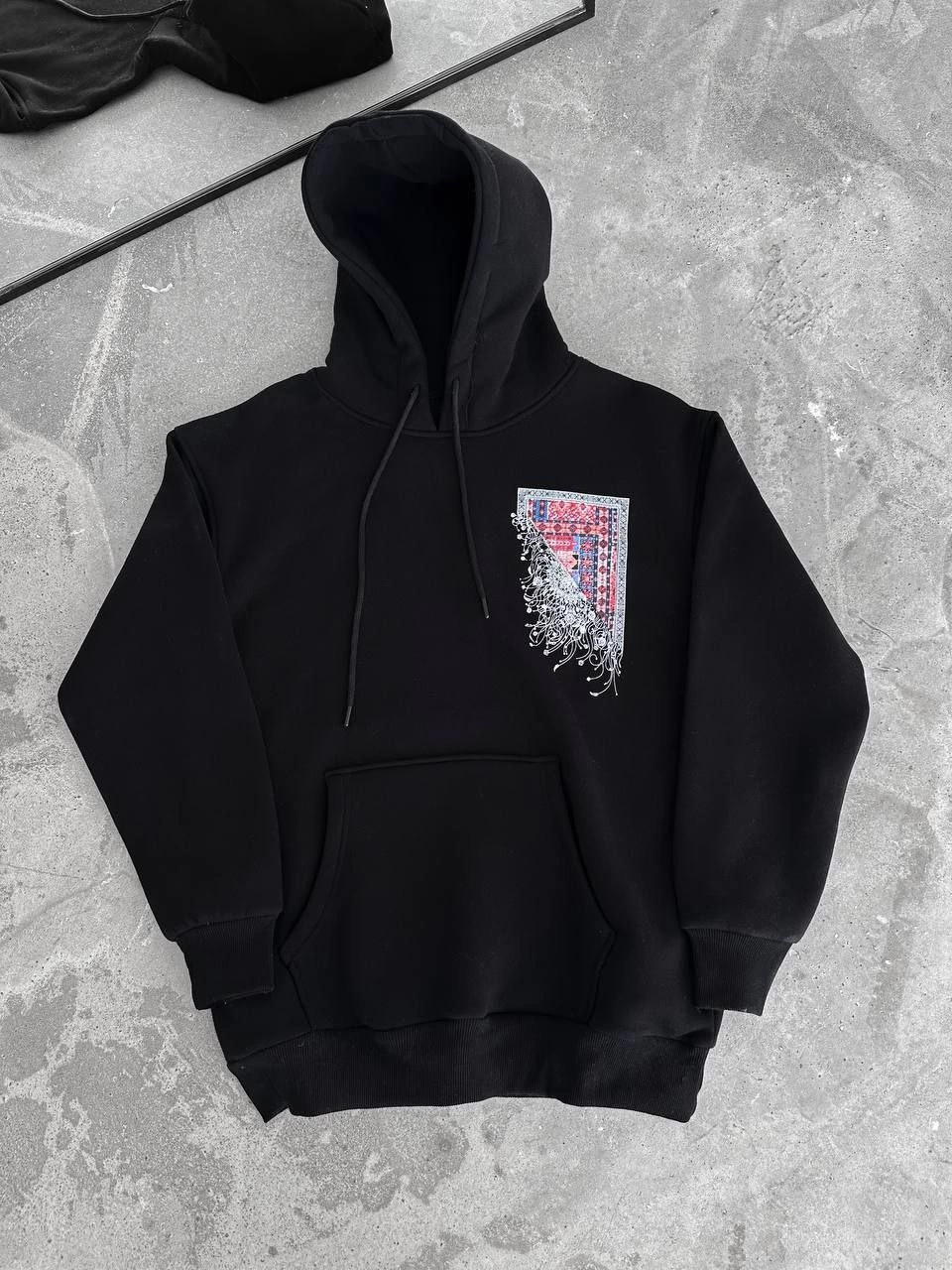 ASSEMA Kadın üç iplik Kapüşonlu Ön Ve Arka Baskılı SweatShirt - Siyah