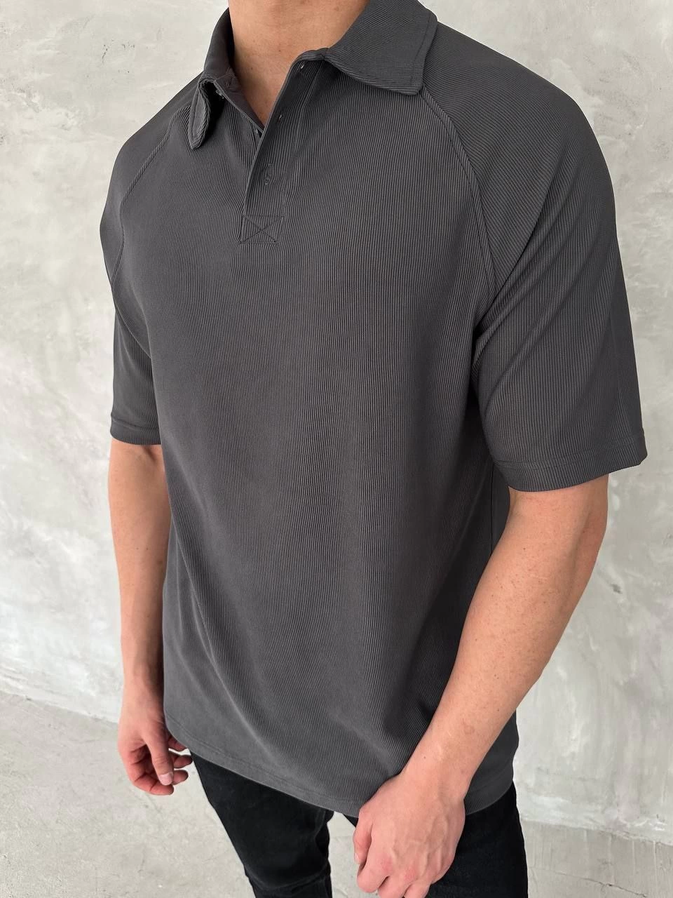 ASSEMA Erkek Yakalı Patlı Kısa Kol T-shirt - Antrasit